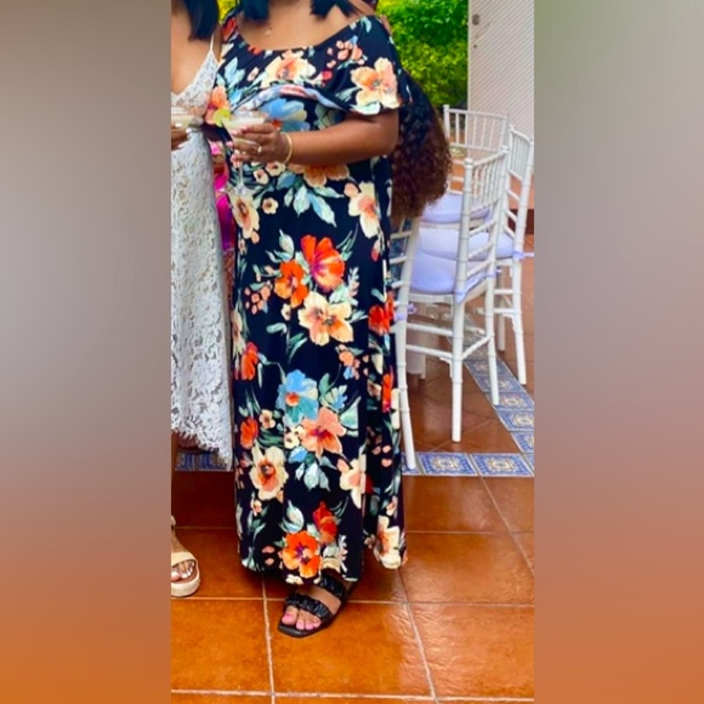 Tropical Off the Shoulder Dress
